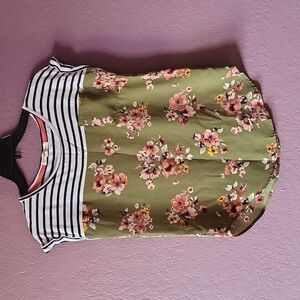 Rewind  Floral & Striped Blouse